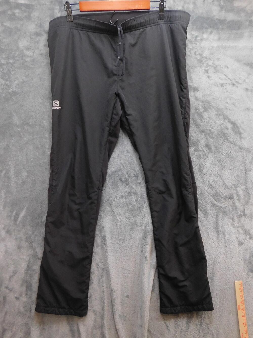 Salomon Pants Mens 36x34 Black CLIMA WIND Softshell Track Pockets Reflective